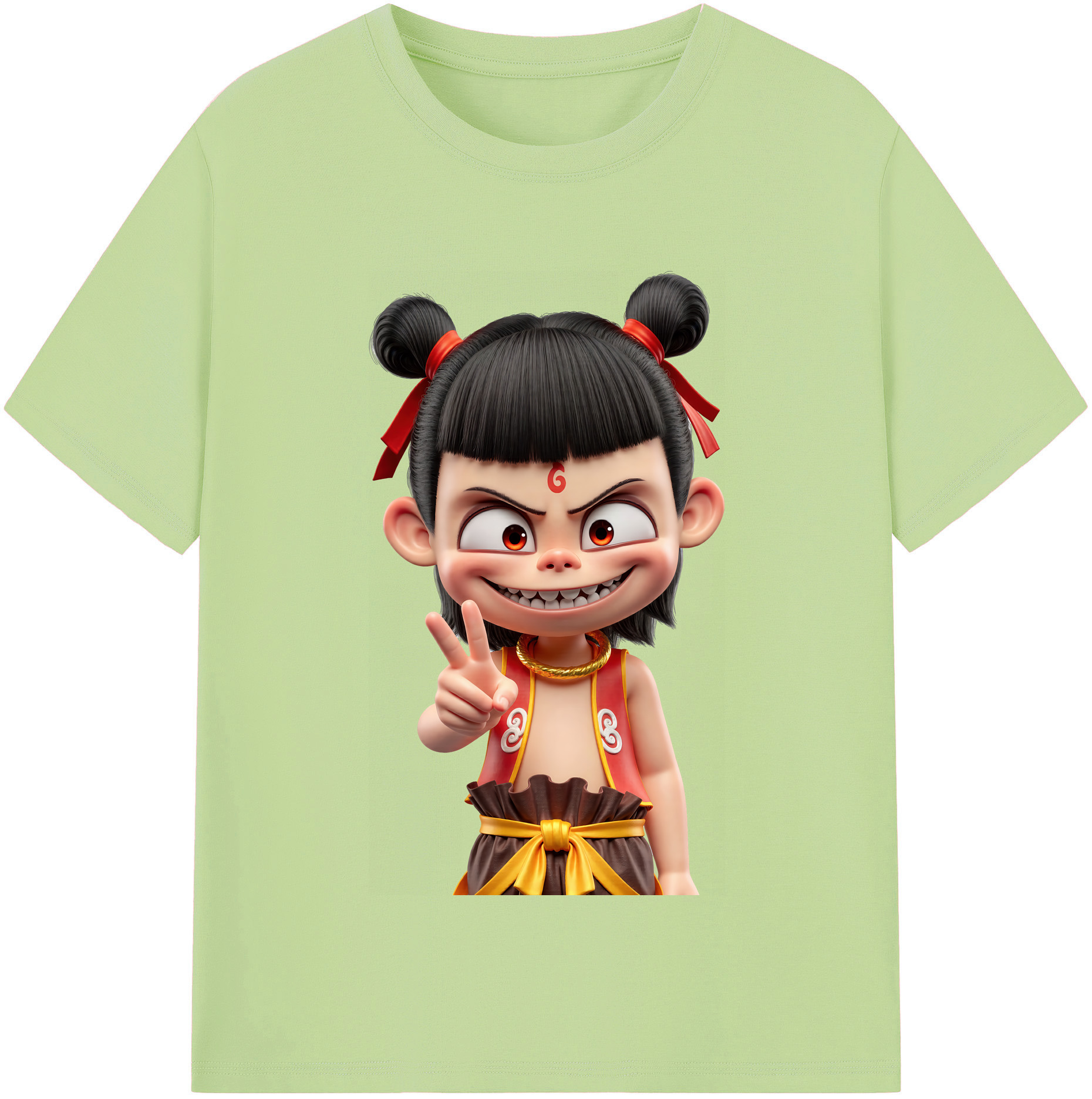 （画像用） Ne Zha 2 ナタ 魔童の大暴れ 綿100％半袖Tシャツ（フロントプリント）